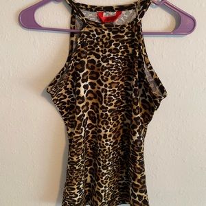Cheetah Print Halter Tank Top